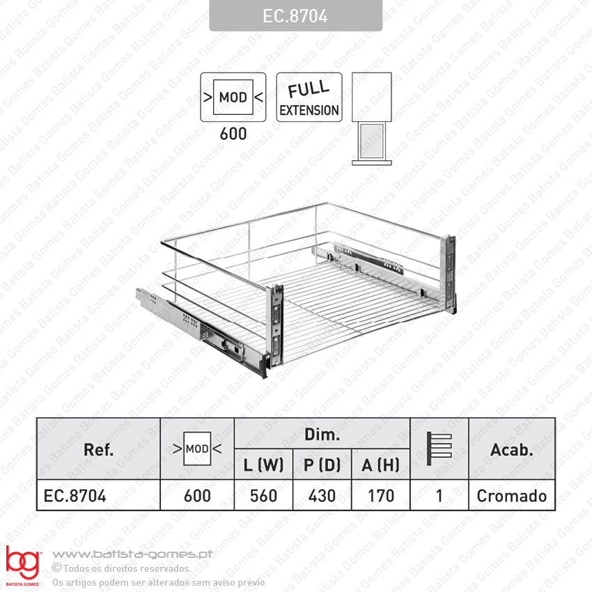 Gavetas (cestos) individuais com corredi�a